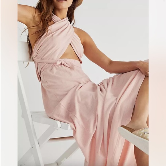 New Free People Beach Limitless Convertible XS Pink Maxi Crisscross Dress - Picture 2 of 12